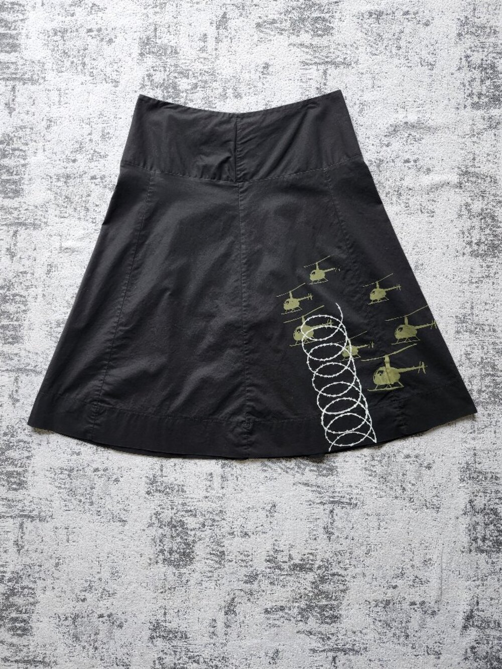 Smoking Lily Black A Line Helicopter + Barbed Wire Screenprint Skirt